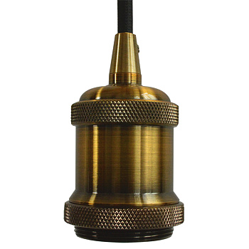 патрон LOFT E27 подвесной с клеммой (ретро-провод ПВС 2x0.75, 1м) латунь General