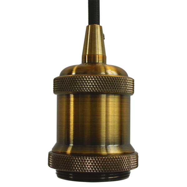 патрон LOFT E27 подвесной с клеммой (ретро-провод ПВС 2x0.75, 1м) латунь General