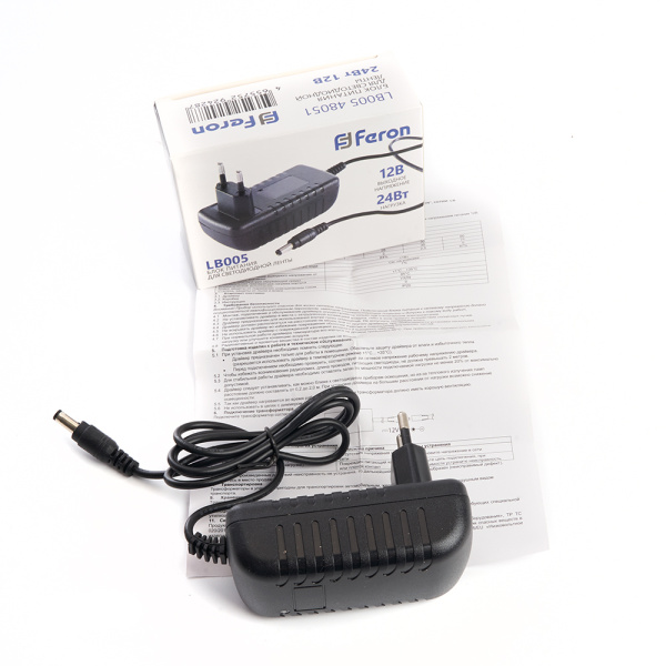 Блок питания для светодиодной ленты 24W 12V (драйвер), LB005 Feron