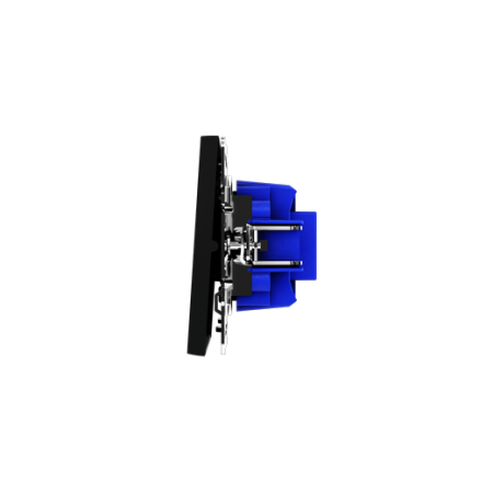 Перекрестный переключатель встраиваемый Voltum S70 одноклавишный 10А, (черный матовый)