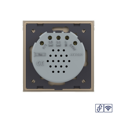 Сенсорный радиоуправляемый выключатель для жалюзи 2 клавиши 1 модуль Золотой Livolo