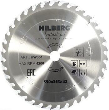 Диск пильный Industrial Дерево 350*32*36Т HW351 Hilberg