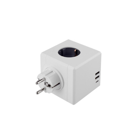 Разветвитель Cube Original Lite 3 Euro 16А, 3 USB 2A+C с блоком 5В/3.1А RocketSocket, цвет белый-серый