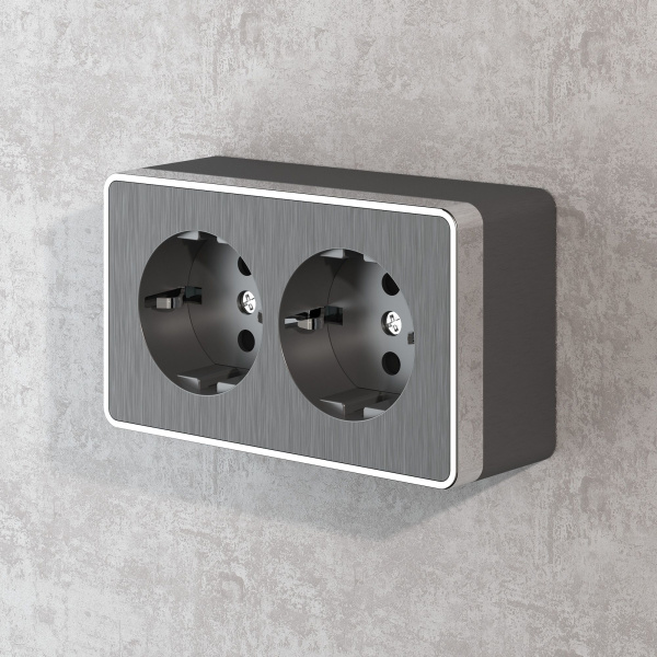 Розетка двойная с заземлением (графит рифленый) Gallant ОУ IP20 Werkel