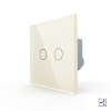 Двухклавишный проходной/перекрестный сенсорный выключатель 1 пост, цвет жемчужный Livolo
