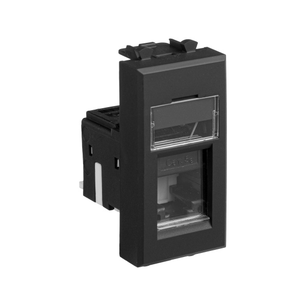 Компьютерная розетка RJ-45 модульная, кат.5е, "Avanti", "Черный матовый", 1 модуль DKC