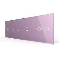 Панель для четырех сенсорных выключателей, 6 клавиш (1+2+1+2), цвет розовый, стекло Livolo