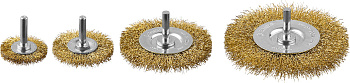 Профессионал. Набор щеток дисковых для дрели, витая стальная латунированная проволока 0,3мм, 4 шт ЗУБР