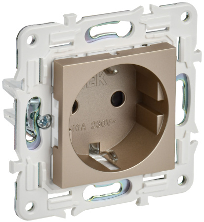 SKANDY Розетка с заземлением с защитными шторками 16А безвинтовое крепление SK-R06Sh шампань IEK