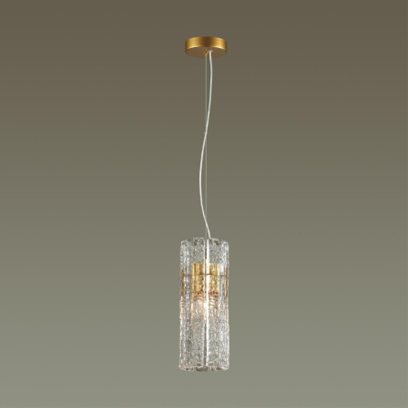 Подвес E14 1*40W MERKALE матов.золотой/прозрачный/стекло/ ODEON LIGHT