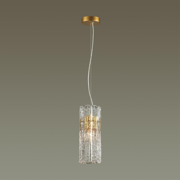 Подвес E14 1*40W MERKALE матов.золотой/прозрачный/стекло/ ODEON LIGHT