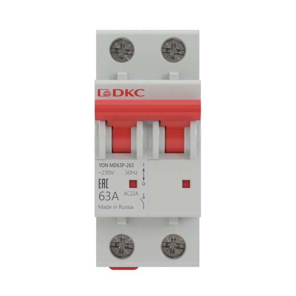 Выключатель нагрузки модульный YON MD63P 2П 63А DKC