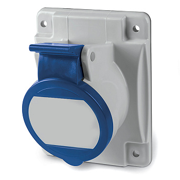 Розетка панельная с наклоном IP44 16А 2P+E 230В. Пружинный зажим. DKC