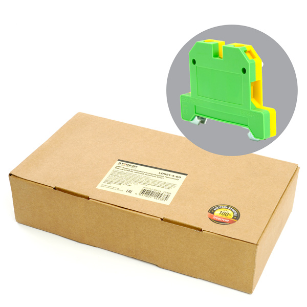 LD551-4-60 ЗНИ Зажим наборный изолированный (винтовой) 6,0 мм² (JXB 6), желтый,зеленый STEKKER