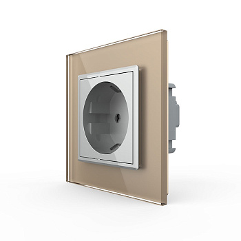 Розетка Livolo 1 пост Серая с золотой рамкой VL-C7C1EU-15/13 Розетка Livolo 1 пост Серая с золотой рамкой VL-C7C1EU-15/13