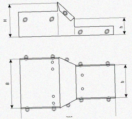 Лоток переходной замковый ЛПЗ 100х80-100х50 УТ1,5, оцинкованный лист, S1,5