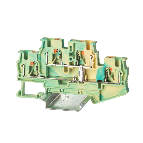 Клемма заземления двухуровневая, зажим push-in, 4 точки подключения, 4 кв.мм DKC