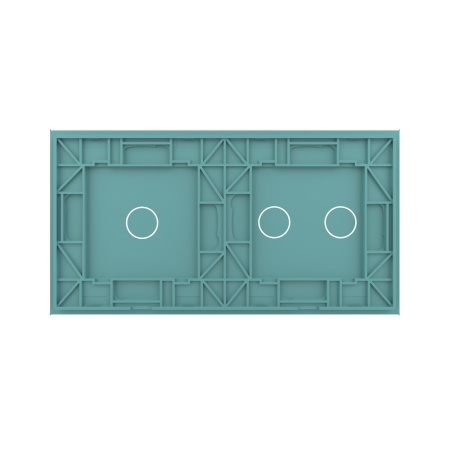 Панель для двух сенсорных выключателей, 3 клавиши (2+1), цвет зеленый, стекло Livolo