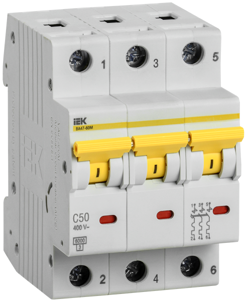 Выключатель автоматический ВА МОД ВА47-60M 3П 50А 6кА С IEK