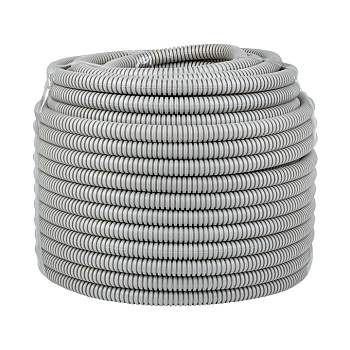 Труба гофр, ПВХ с протяжкой d16 мм (50 м) серая EKF-Plast