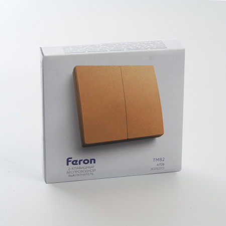 Выключатель беспроводной FERON, TM82, 230V, 500W, двухклавишный, золото