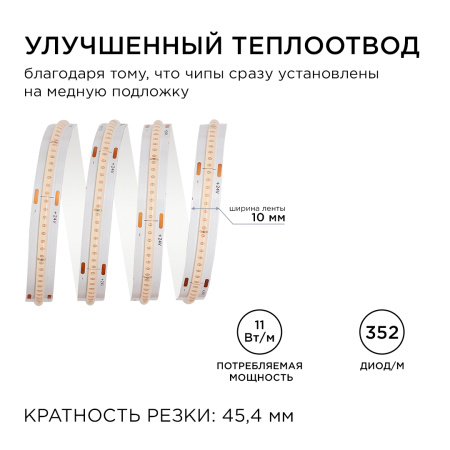 187ОО Общее освещение светодиодной лентой 3м, 24В, 11Вт/м, COB, 352д/м, IP20, фиолет APEYRON