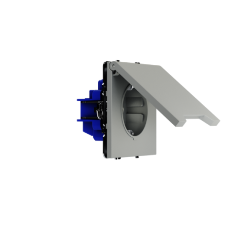 Розетка встраиваемая Voltum S70 с заземлением, защитными шторками и крышкой 16А, (сталь)