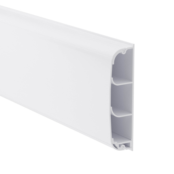 Кабель-канал плинтусного типа 90х25 мм, трехсекционный, с крышкой DKC Кабель-канал плинтусного типа 90х25 мм, трехсекционный, с крышкой DKC