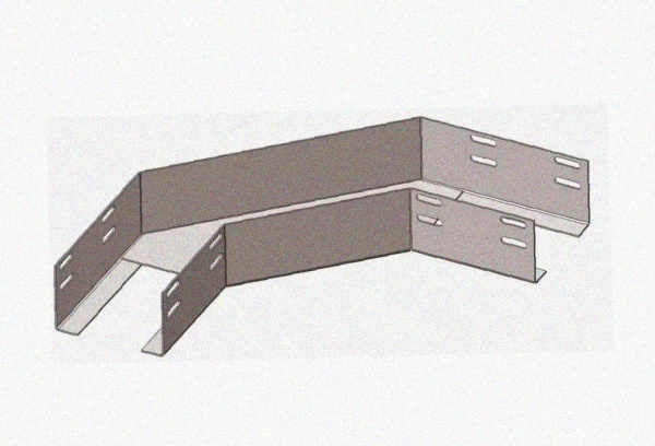 Лоток угловой замковый глухой КГЗГ 500х50-90 УХЛ1 поворот на 90, горячее цинкование, S1,5