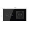 Сенсорный выключатель комбинированный на 2 линии 1 розетка 2 модуля Черный Livolo