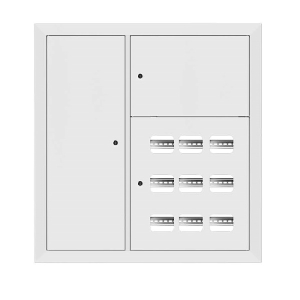 Щит этажный 9 кв, RAL9003 3 окна в ряд по гориз, слаботочный отсек слева (1000х950х150) PROxima EKF