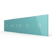 Панель для пяти сенсорных выключателей, 7 клавиш (1+2+2+1+1), цвет зеленый, стекло Livolo