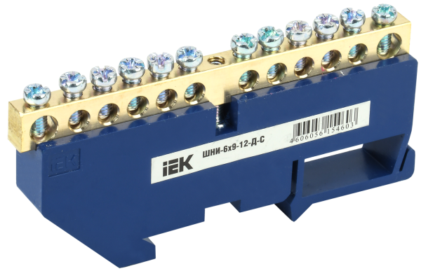 Шина N "ноль" на DIN-изоляторе ШНИ-6х9-12-Д-С IEK
