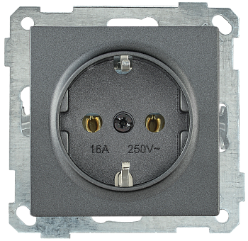Розетка РС11-1-0-Б с з/з 16А BOLERO антрацит IEK