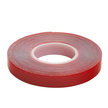 Скотч акриловый двусторонний STEKKER INTP5-0812-5 0,8*12 мм,длина 5м, прозрачный, красная подложка