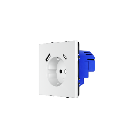 Розетка встраиваемая Voltum S70 с заземлением и защитными шторками, 16А, с USB, A+C, (белый матовый)