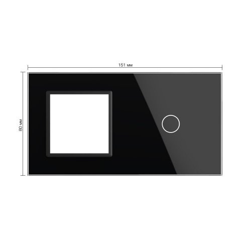 Панель для розетки и сенсорного выключателя, 1 клавиша, цвет черный, стекло Livolo фото 2