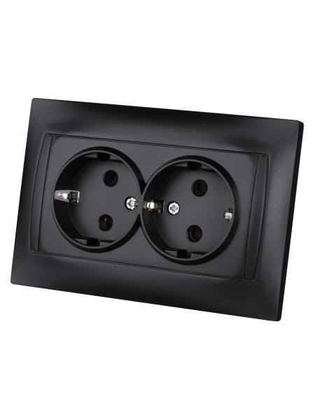 Розетка двойная 2П+З 16А 250В графит "Лама" TDM Розетка двойная 2П+З 16А 250В графит "Лама" TDM