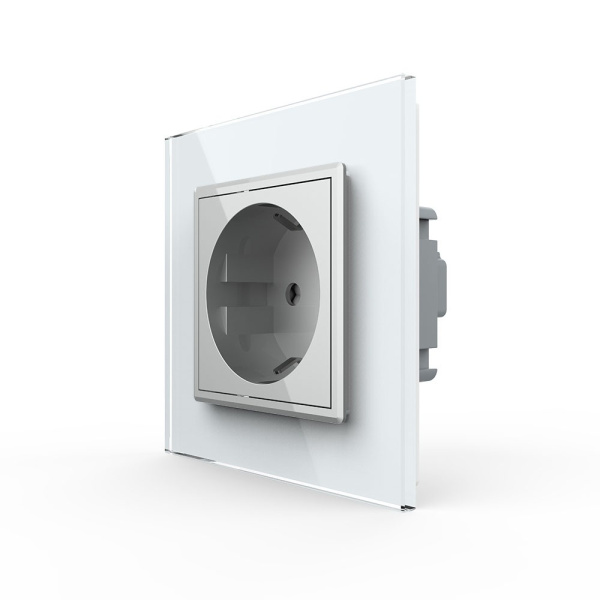 Розетка Livolo 1 пост Серая с белой рамкой VL-C7C1EU-15/11 Розетка Livolo 1 пост Серая с белой рамкой VL-C7C1EU-15/11