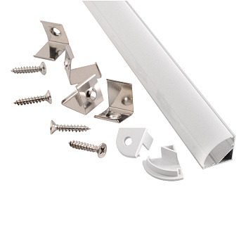Профиль GAL-GLS-1000-16-16-W угловой бел. (1м профиль+рассеиватель+2заглушки+2 скоб с шуруп. 1/100) General