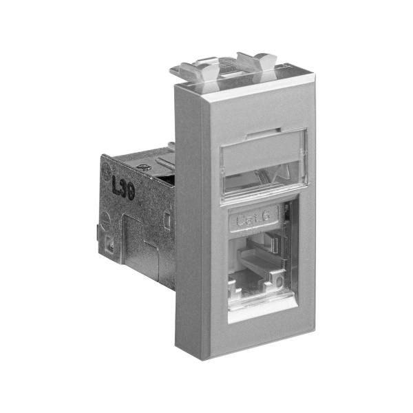 Компьютерная розетка RJ-45 модульная, кат. 6 экранированная,"Avanti","Закаленная сталь", 1 модуль DKC