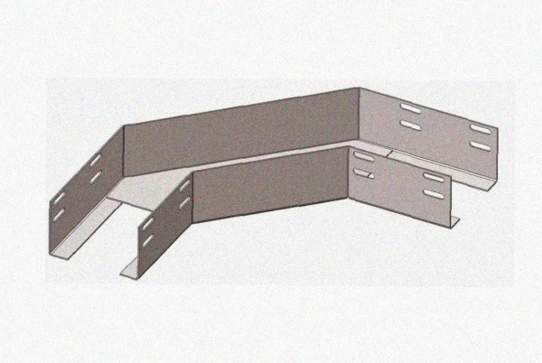 Лоток угловой замковый глухой КГЗГ 600х50-90 УТ1,5 поворот на 90, горячее цинкование, S1,5