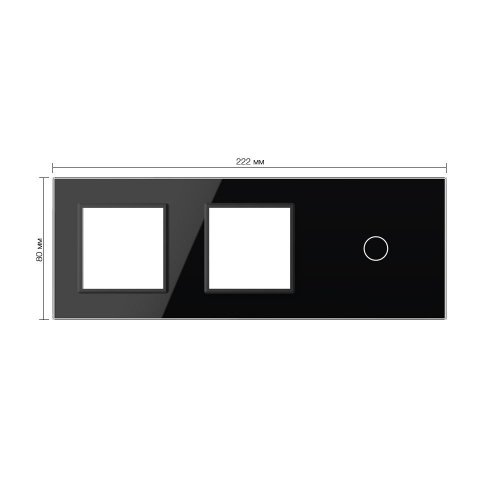 Панель для двух розеток и сенсорного выключателя, 1 клавиша, цвет черный, стекло Livolo фото 2