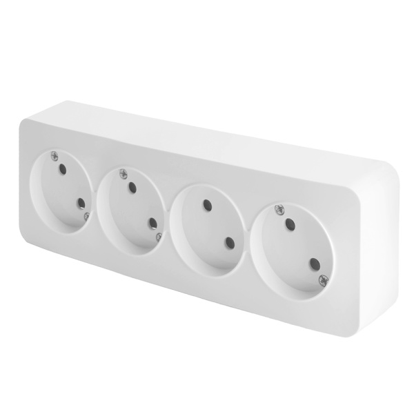 Розетка 4-местная б/з открытой установки, STEKKER, 250В, 10А, IP20, серия София, белый, MST10-14-01 Розетка 4-местная б/з открытой установки, STEKKER, 250В, 10А, IP20, серия София, белый, MST10-14-01