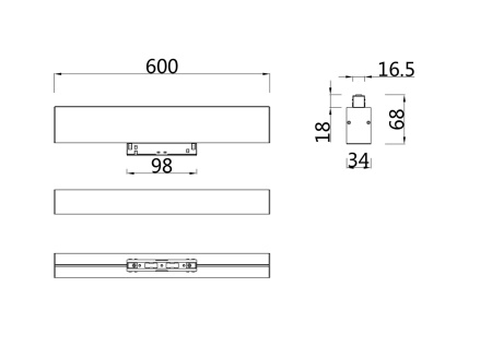 Светильник трековый 20Вт 4000K Черный IP20 BASIS TR012-2-20W4K-B Technical