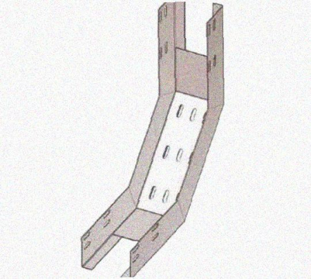 Лоток перфорированный КП 500х65-90 УТ1,5 для поворота трассы вверх на 90, горячее цинкование, S1,5