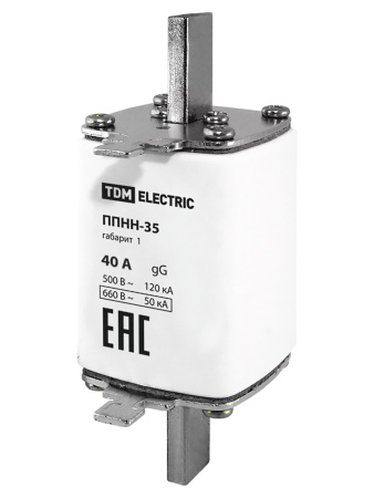 Плавкая вставка предохранителя ППНН-35, габарит 1, 40А TDM
