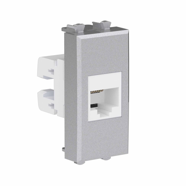 Телефонная розетка RJ-12 без шторки модульная, "Avanti", "Закаленная сталь", 1 модуль DKC Телефонная розетка RJ-12 без шторки модульная, "Avanti", "Закаленная сталь", 1 модуль DKC