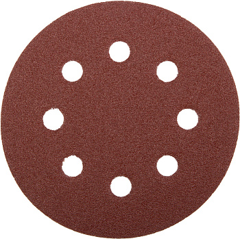 Круг шлифовальный "Мастер" универсальный, из абразивной бумаги на велкро основе, 8 отверстий, Р80, 115мм, 5шт ЗУБР
