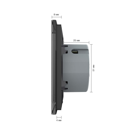Сенсорный выключатель 2 клавиши (1-1), 2 поста Черный Livolo